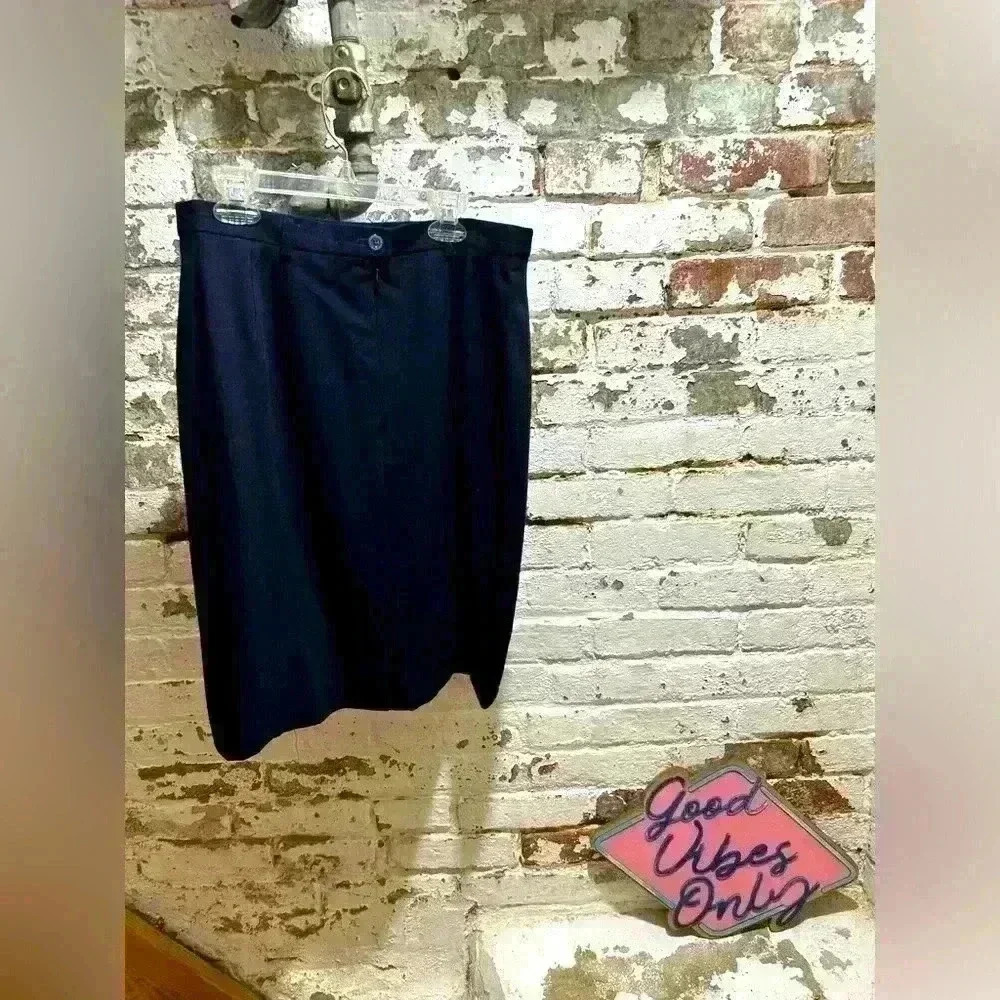 VINTAGE ESCADA by MARGRETHA LEY black wool pencil skirt size 40 from 1990’s - Picture 2 of 7